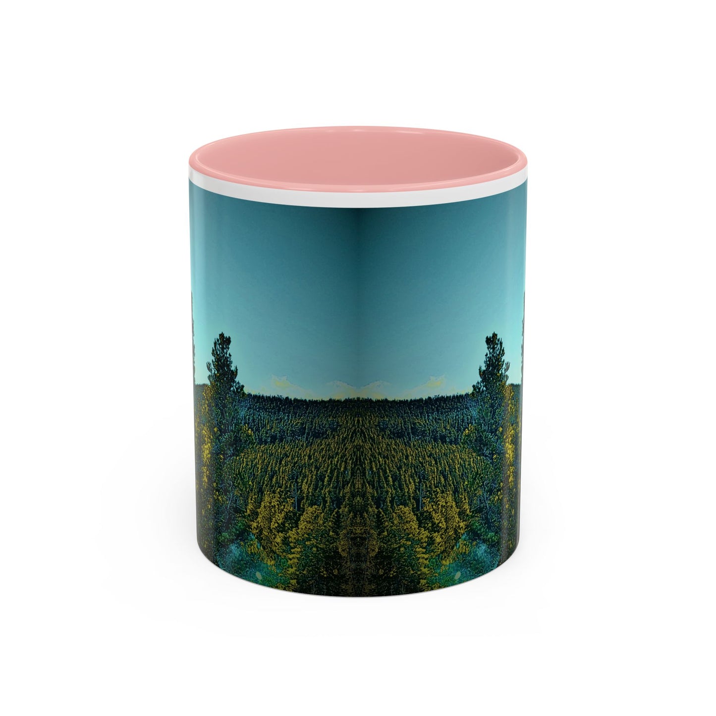 Scenic Pine Forest Accent Coffee Mug — Sunrise Landscape 11/15oz