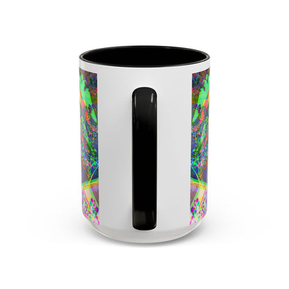 Psychedelic Geometric Accent Coffee Mug — Vibrant Neon Art Design (11/15oz)