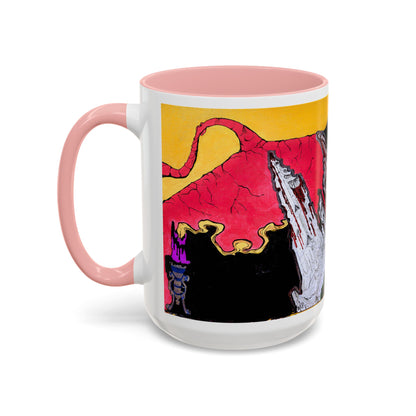 Abstract Mountain Dragon Coffee Mug — Colorful Accent Ceramic Mug (11/15oz)