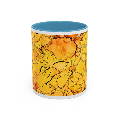 Yellow Floral Accent Coffee Mug – Bright Watercolor Peony Design (11/15oz)