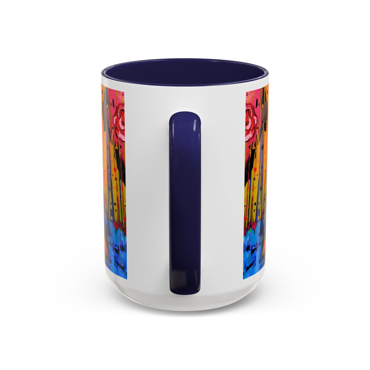 Vibrant Drip Floral Accent Coffee Mug — Colorful Abstract Roses (11/15 oz)
