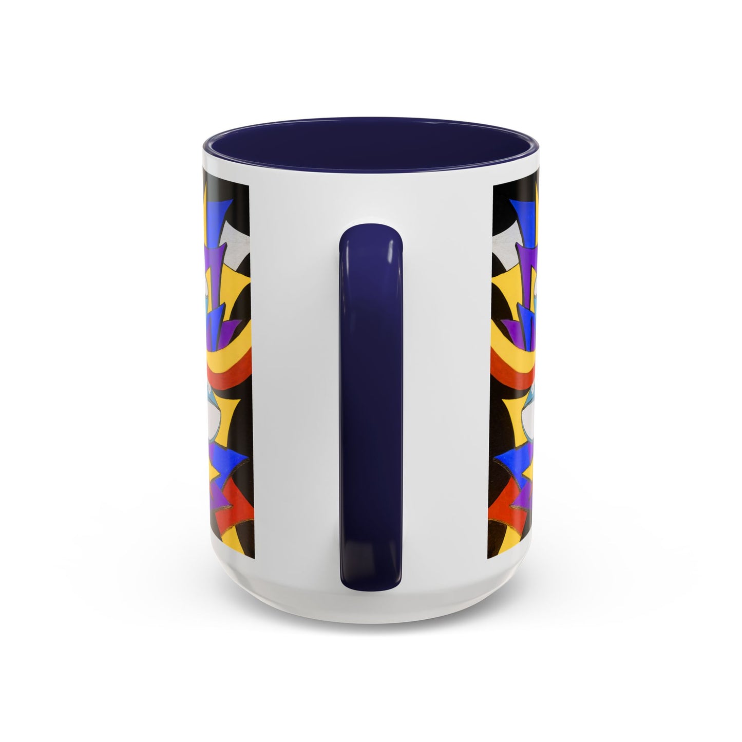Abstract Colorful Face Accent Coffee Mug — Bold Pop Art Ceramic Gift