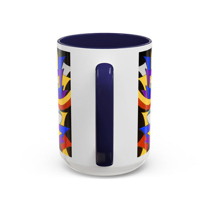 Abstract Colorful Face Accent Coffee Mug — Bold Pop Art Ceramic Gift