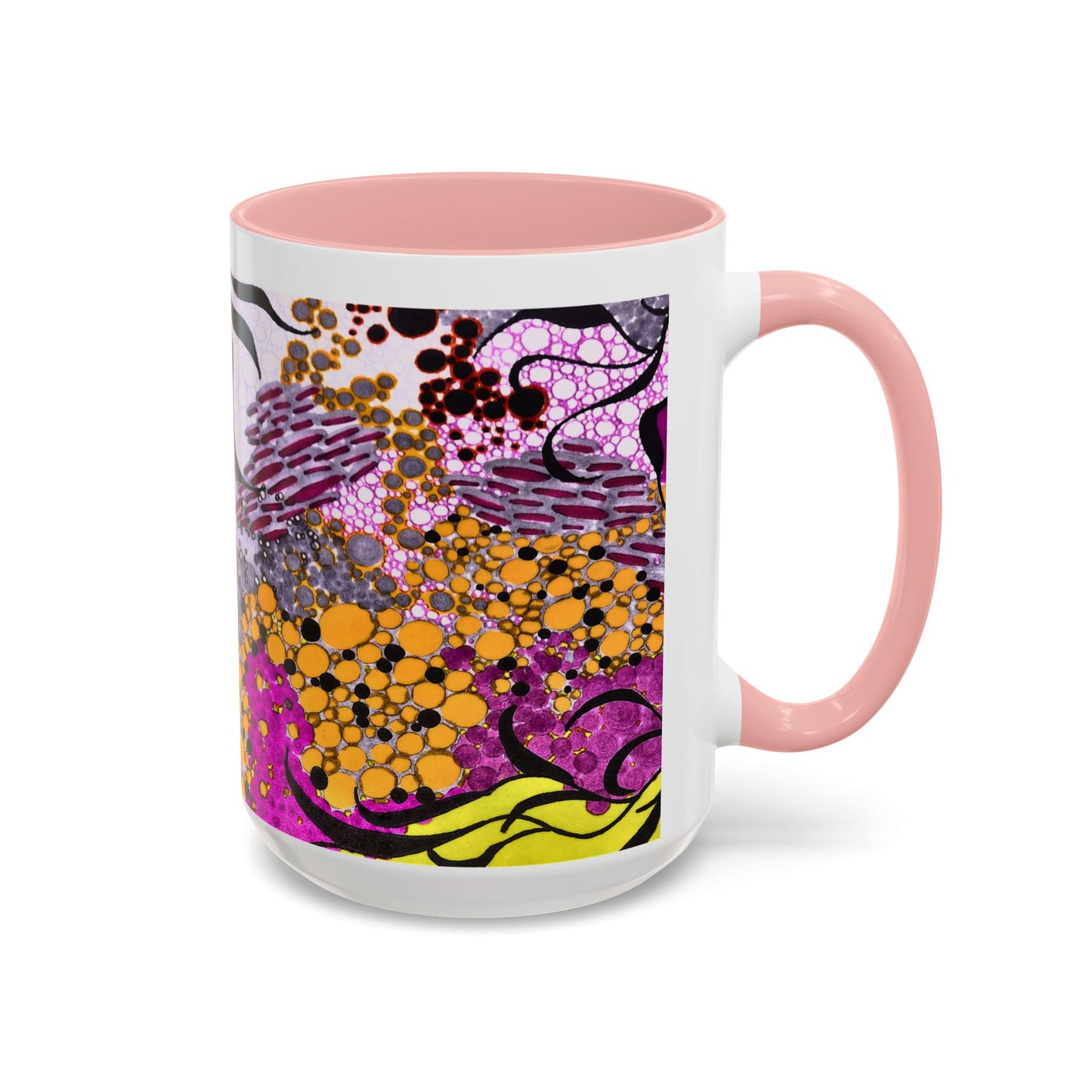 Accent Coffee Mug — Vibrant Abstract Floral Pattern (11/15oz)