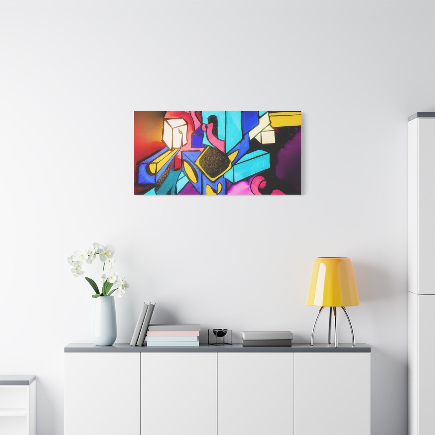 Abstract Neon Geometric Canvas Print