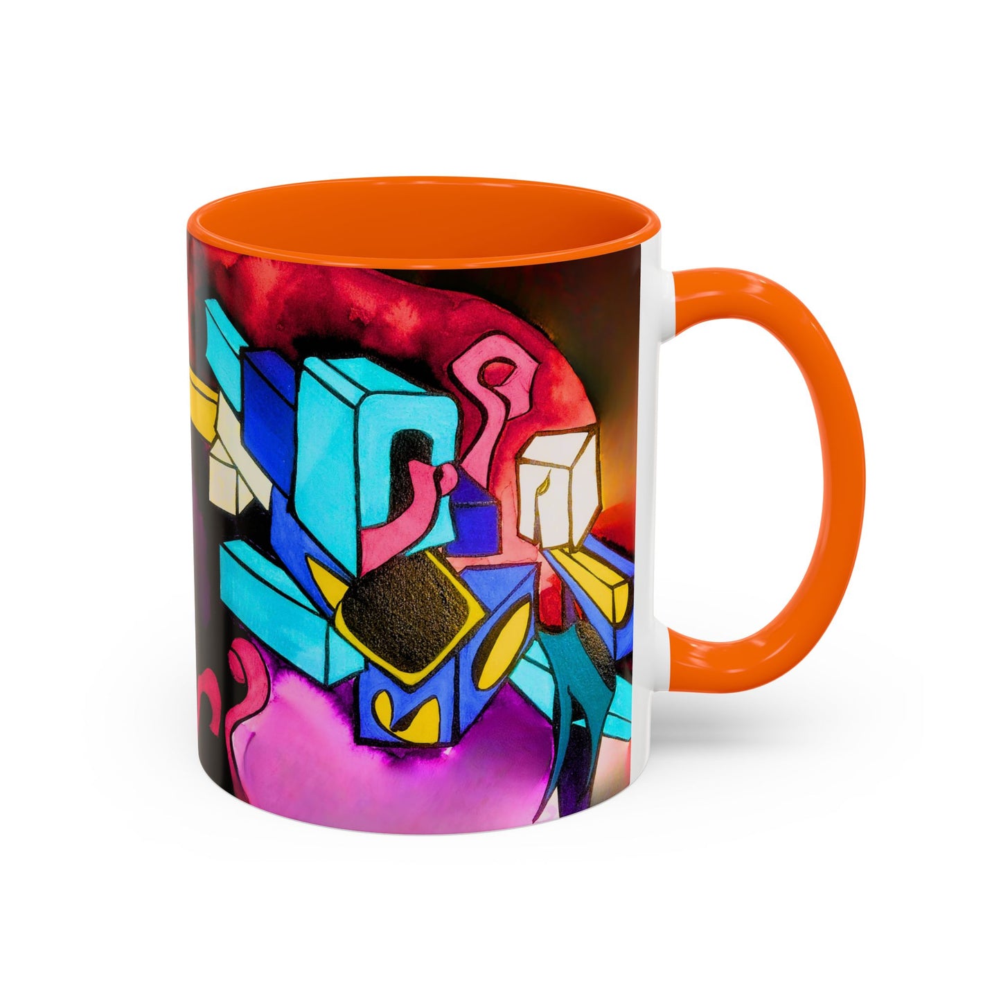 Abstract Neon Art Coffee Mug — Colorful Geometric Accent Mug