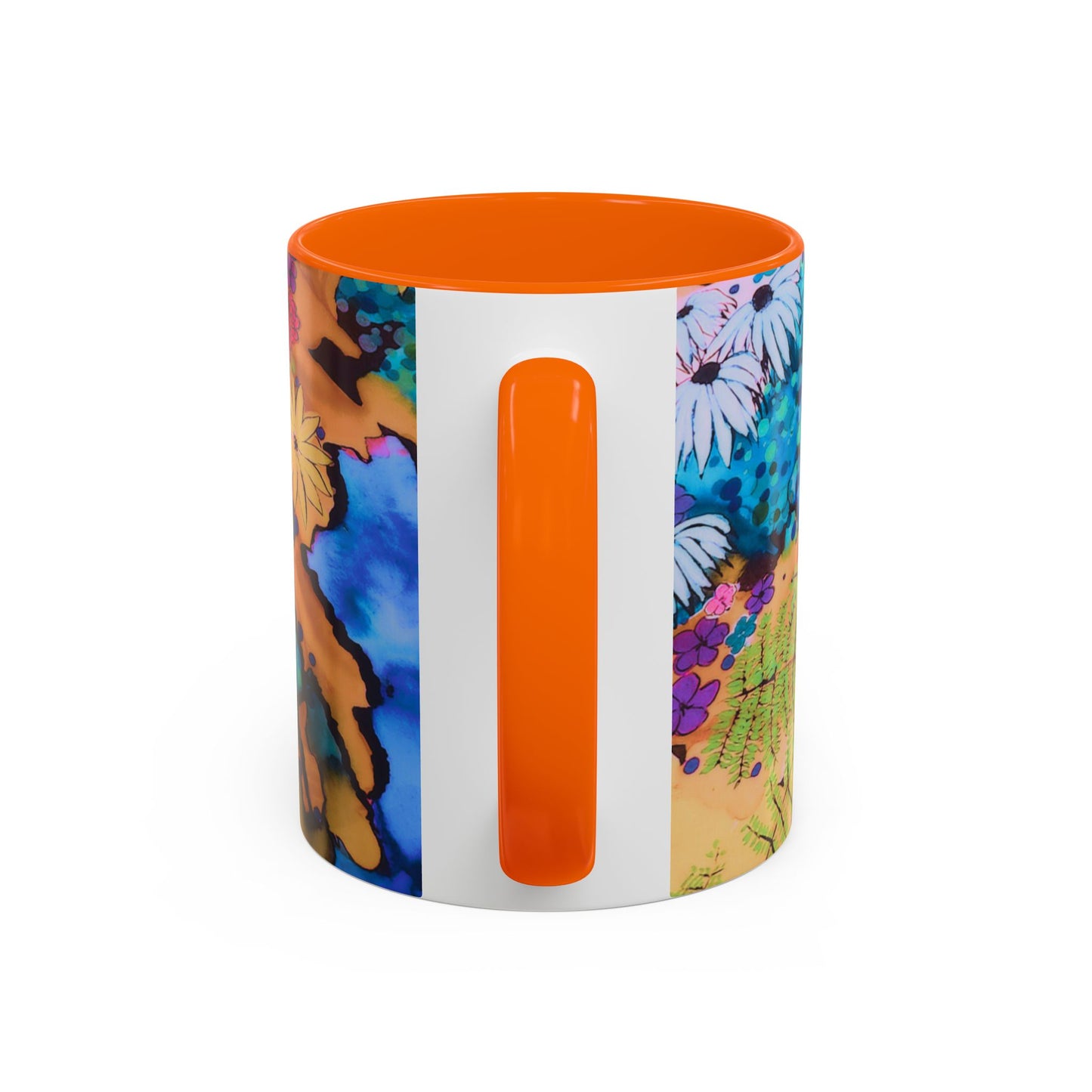 Vibrant Floral Watercolor Accent Coffee Mug