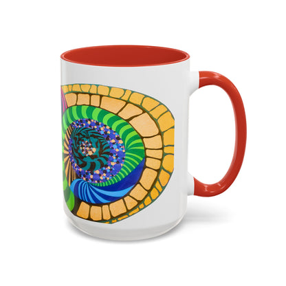 Psychedelic Spiral Accent Coffee Mug – Colorful Abstract Art 11/15oz