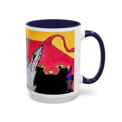 Abstract Mountain Dragon Coffee Mug — Colorful Accent Ceramic Mug (11/15oz)
