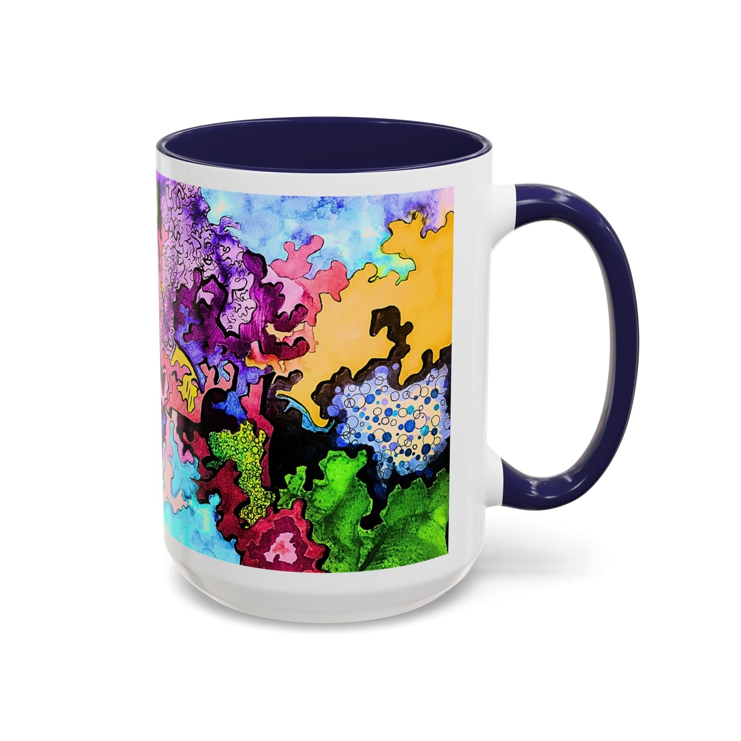 Abstract Colorful Art Coffee Mug — Vibrant Symmetry Accent Mug