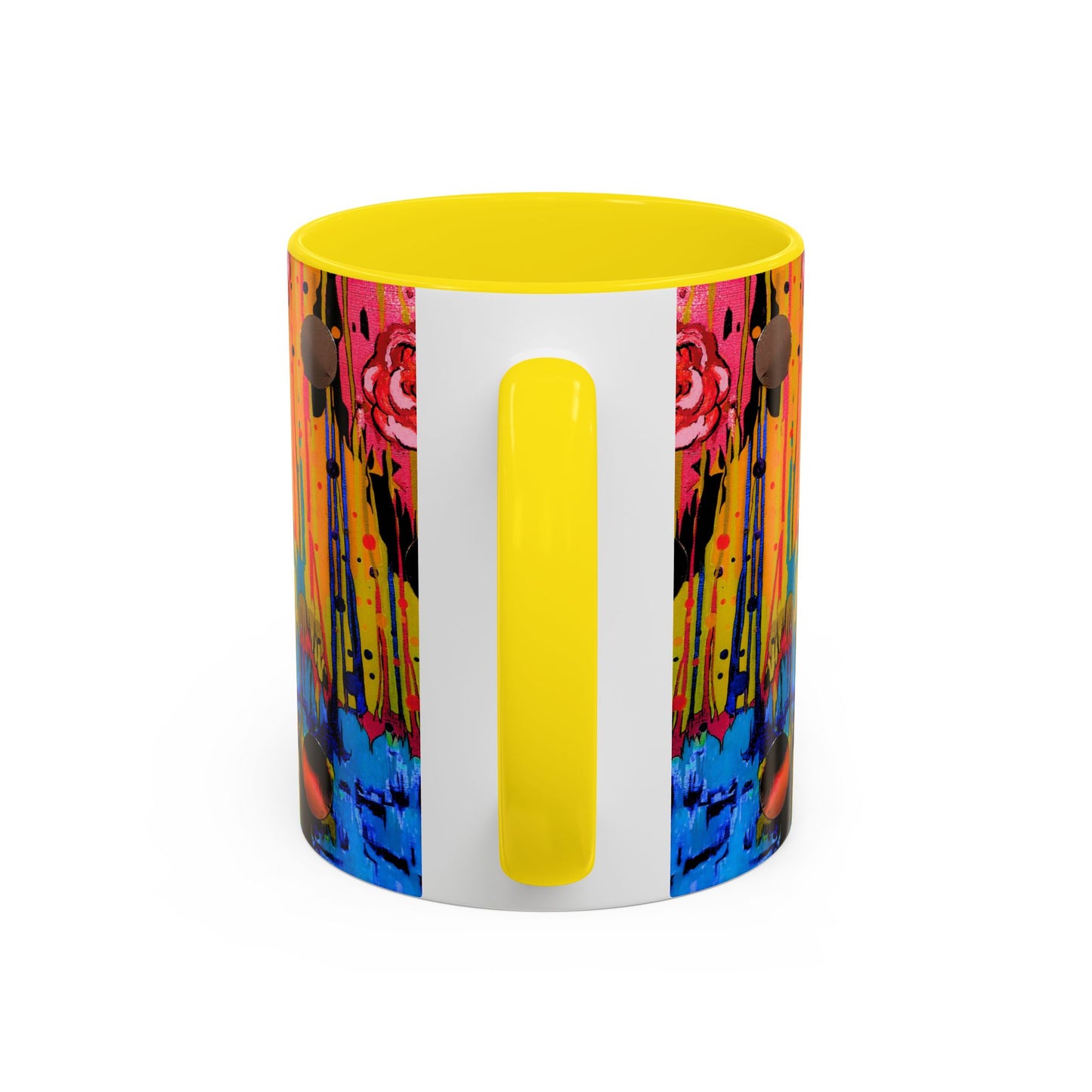 Vibrant Drip Floral Accent Coffee Mug — Colorful Abstract Roses (11/15 oz)