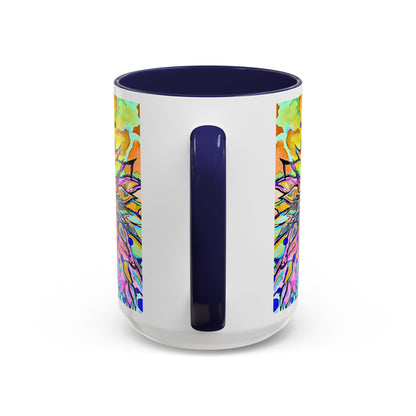 Artistic Floral Coffee Mug — Colorful Watercolor Mandala Accent Mug (11/15oz)