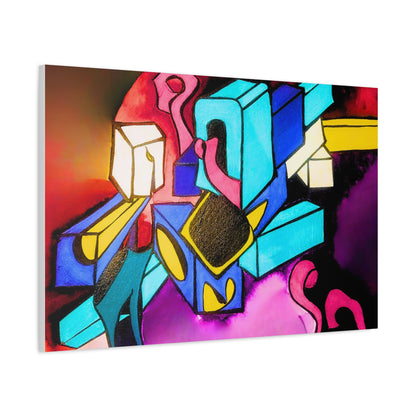 Abstract Neon Geometric Canvas Print