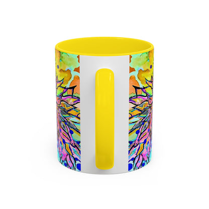 Artistic Floral Coffee Mug — Colorful Watercolor Mandala Accent Mug (11/15oz)