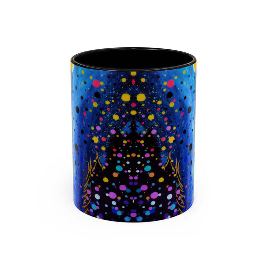 Abstract Galaxy Accent Coffee Mug — Blue Dot Constellation Design (11/15oz)