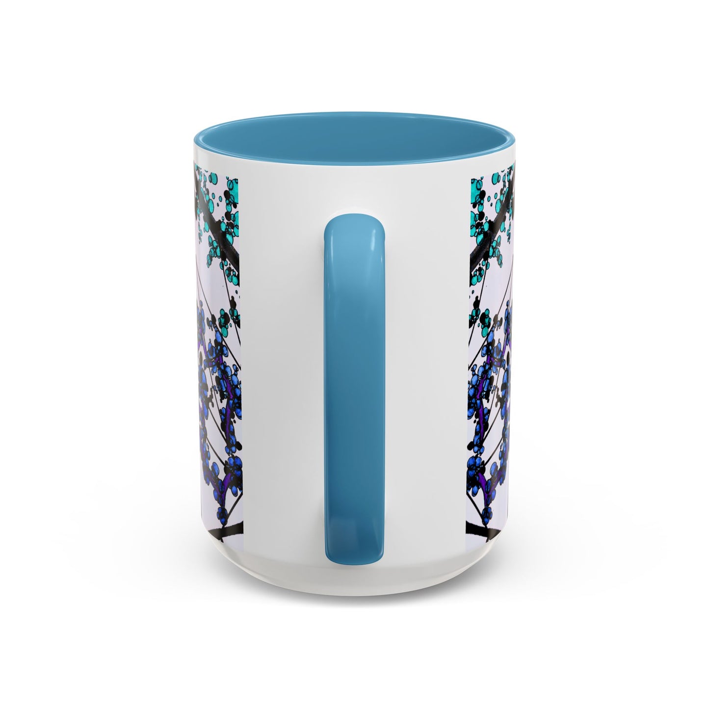 Blue Botanical Accent Coffee Mug — Teal Floral Abstract 11/15oz