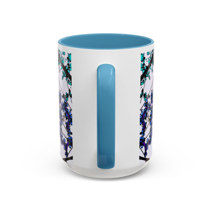 Blue Botanical Accent Coffee Mug — Teal Floral Abstract 11/15oz