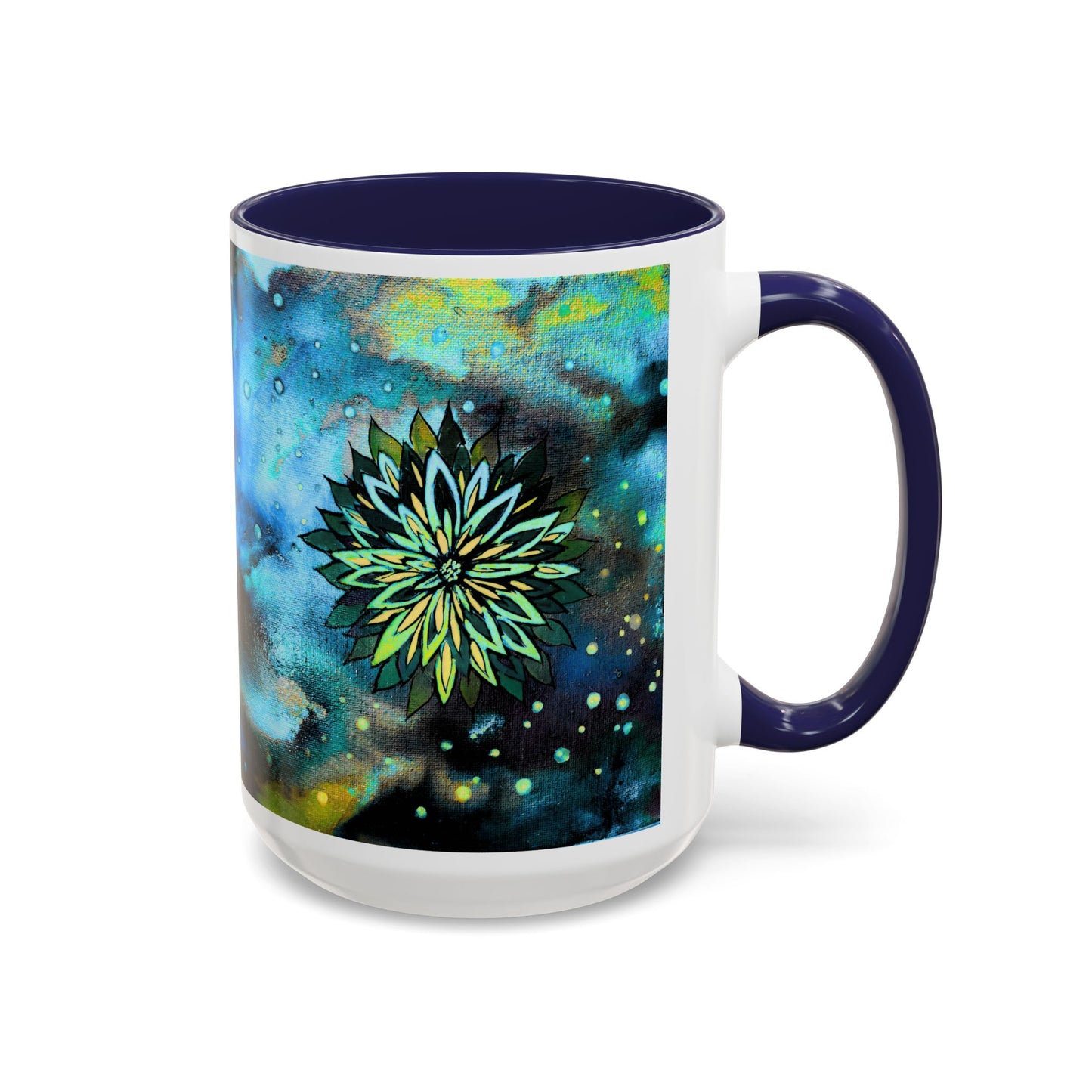 Blue Galaxy Floral Accent Coffee Mug — 11/15oz