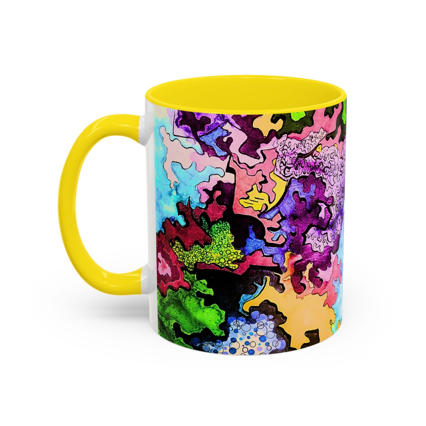 Psychedelic Abstract Accent Coffee Mug — Colorful Inkblot Art (11/15oz)