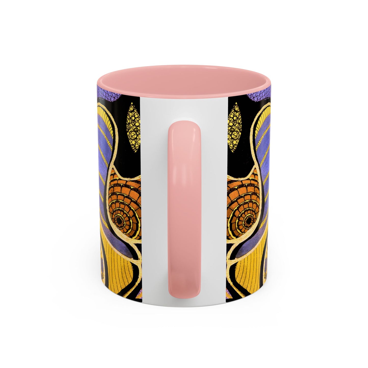Psychedelic Seashells Accent Coffee Mug — Vibrant Purple & Gold Ocean Pattern (11/15oz)