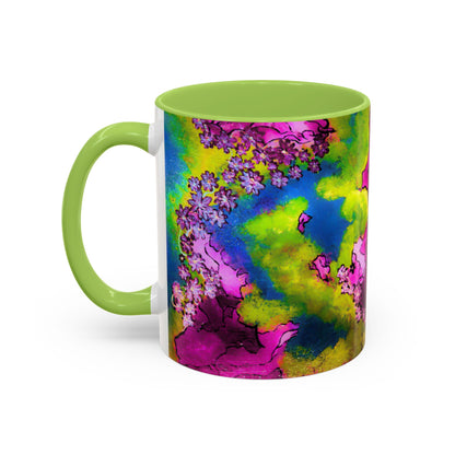 Vibrant Abstract Inkblot Accent Coffee Mug – Psychedelic Floral Color Splash (11/15oz)