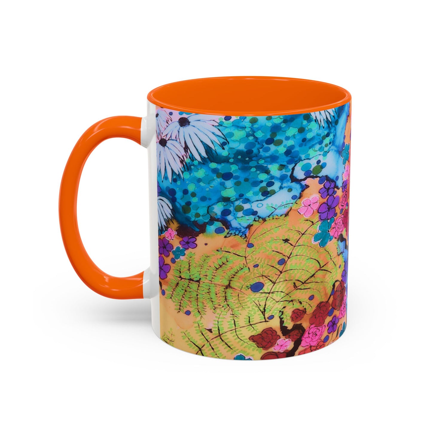 Vibrant Floral Watercolor Accent Coffee Mug