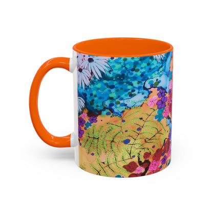 Vibrant Floral Watercolor Accent Coffee Mug