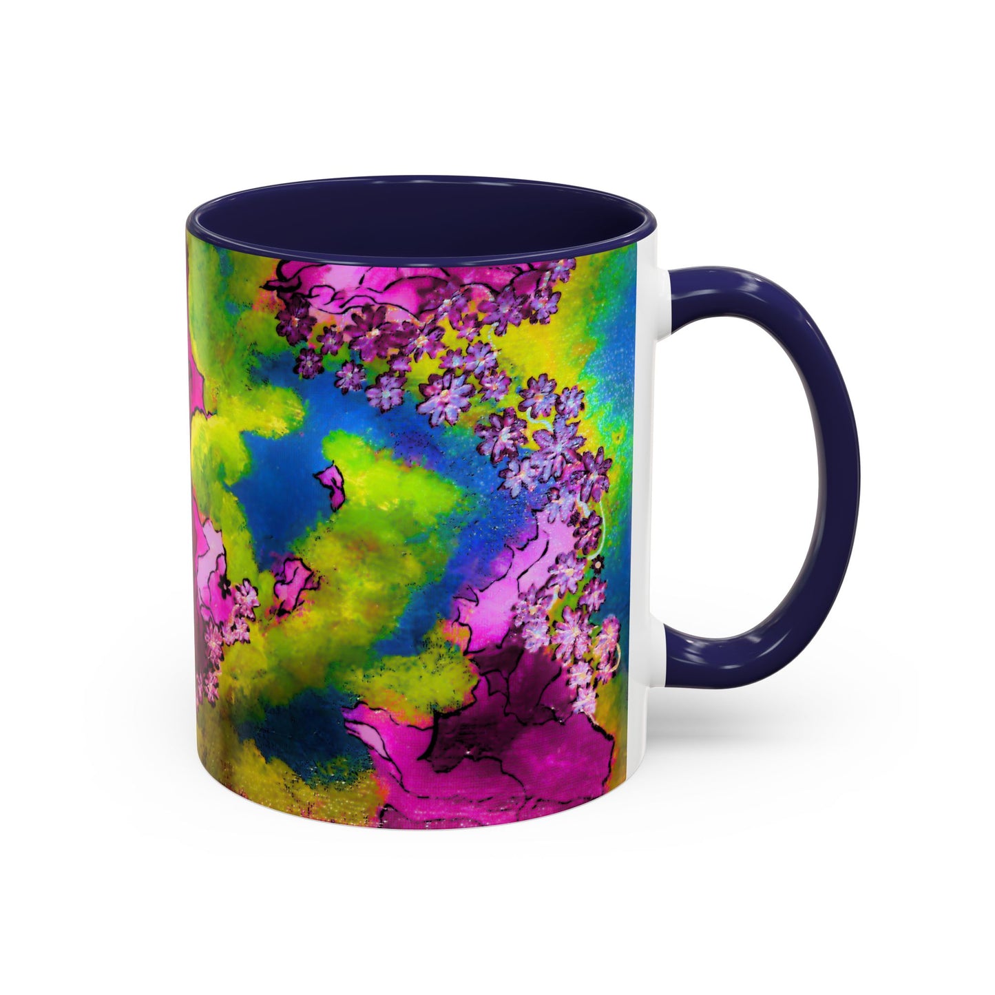 Vibrant Abstract Inkblot Accent Coffee Mug – Psychedelic Floral Color Splash (11/15oz)