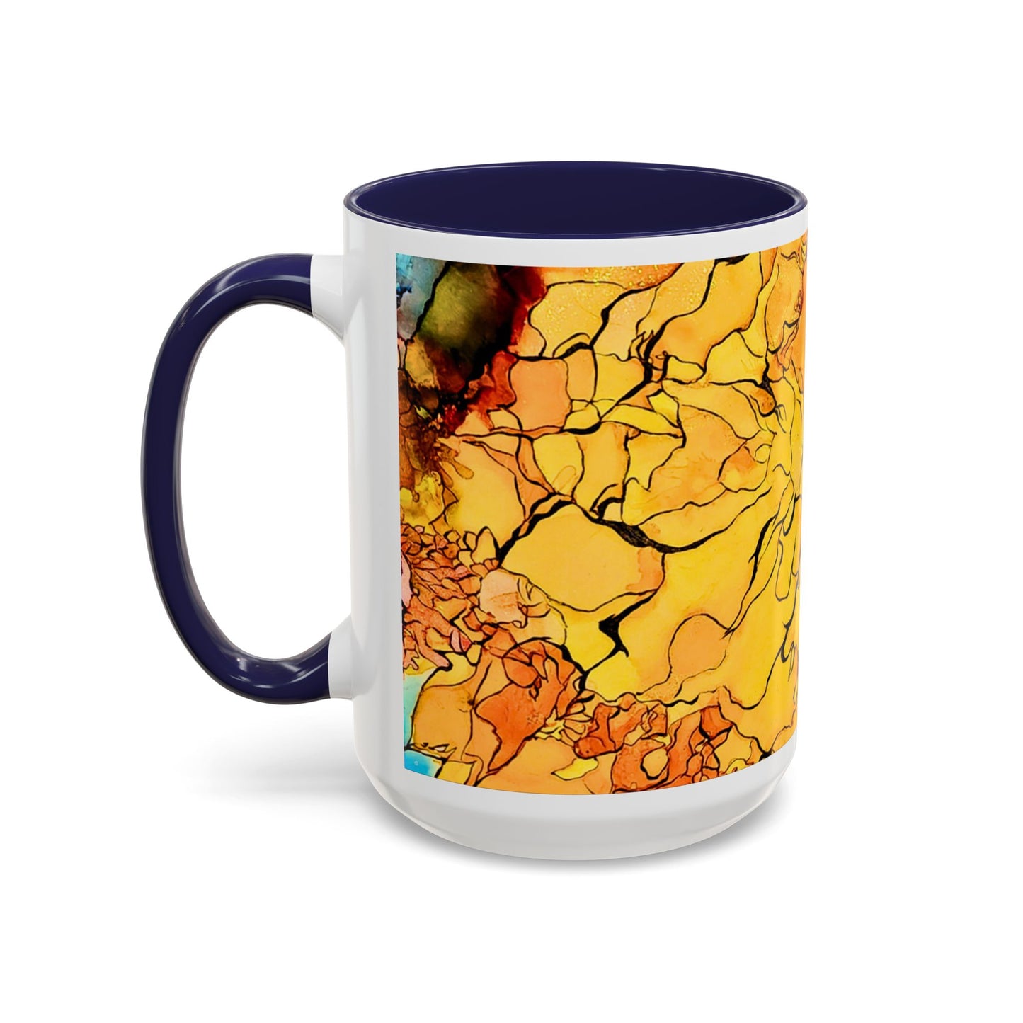 Yellow Floral Accent Coffee Mug – Bright Watercolor Peony Design (11/15oz)
