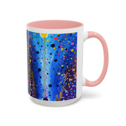 Abstract Galaxy Accent Coffee Mug — Blue Dot Constellation Design (11/15oz)