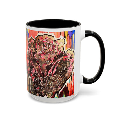 Abstract Floral Accent Coffee Mug — Vibrant Rose Art Ceramic Mug (11/15 oz)