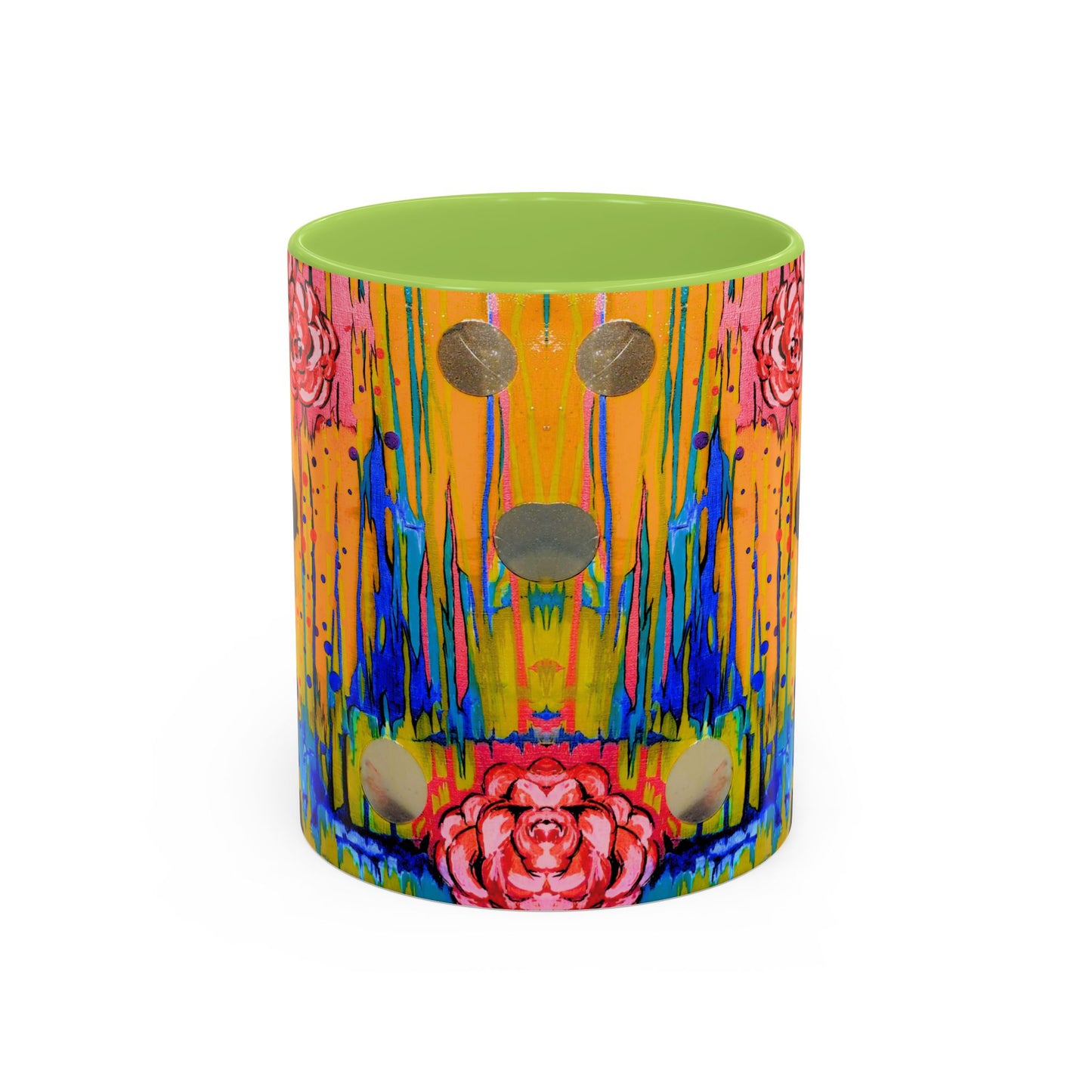 Vibrant Drip Floral Accent Coffee Mug — Colorful Abstract Roses (11/15 oz)