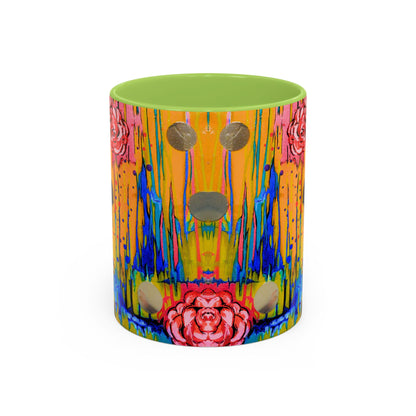 Vibrant Drip Floral Accent Coffee Mug — Colorful Abstract Roses (11/15 oz)
