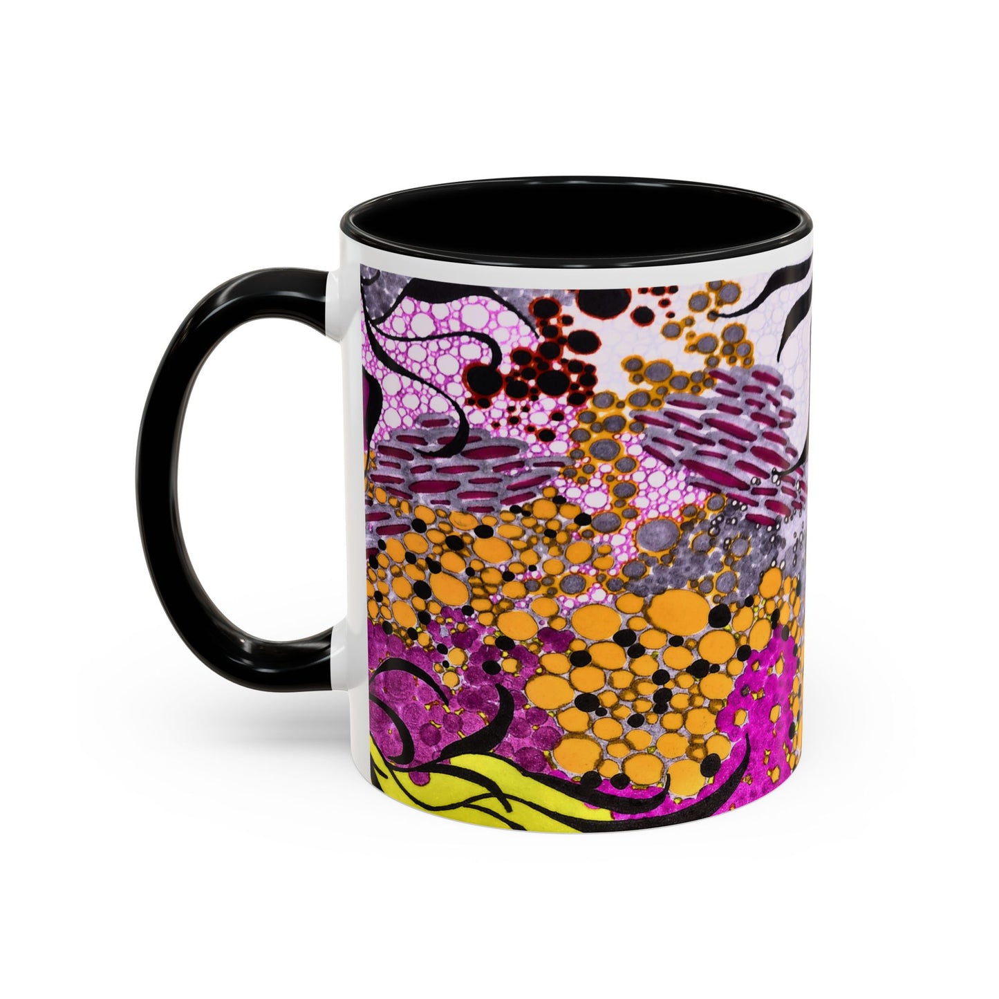 Accent Coffee Mug — Vibrant Abstract Floral Pattern (11/15oz)