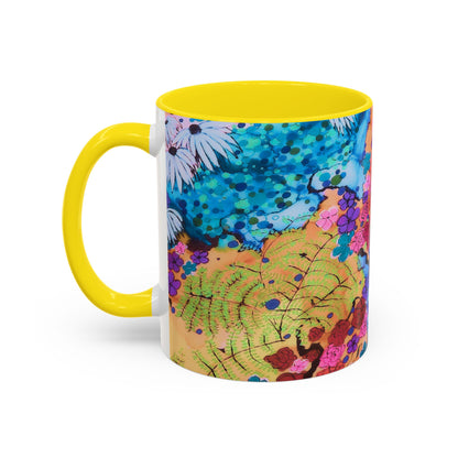Vibrant Floral Watercolor Accent Coffee Mug