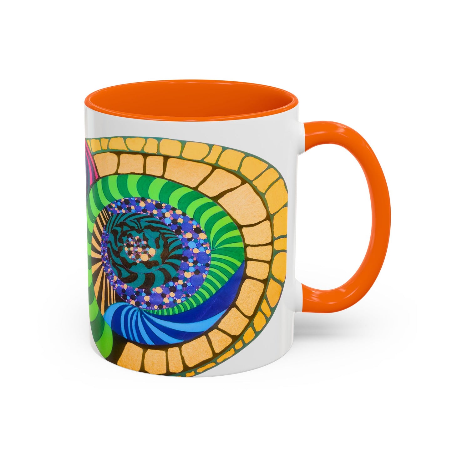 Psychedelic Spiral Accent Coffee Mug – Colorful Abstract Art 11/15oz