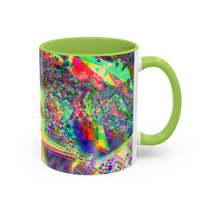 Psychedelic Geometric Accent Coffee Mug — Vibrant Neon Art Design (11/15oz)
