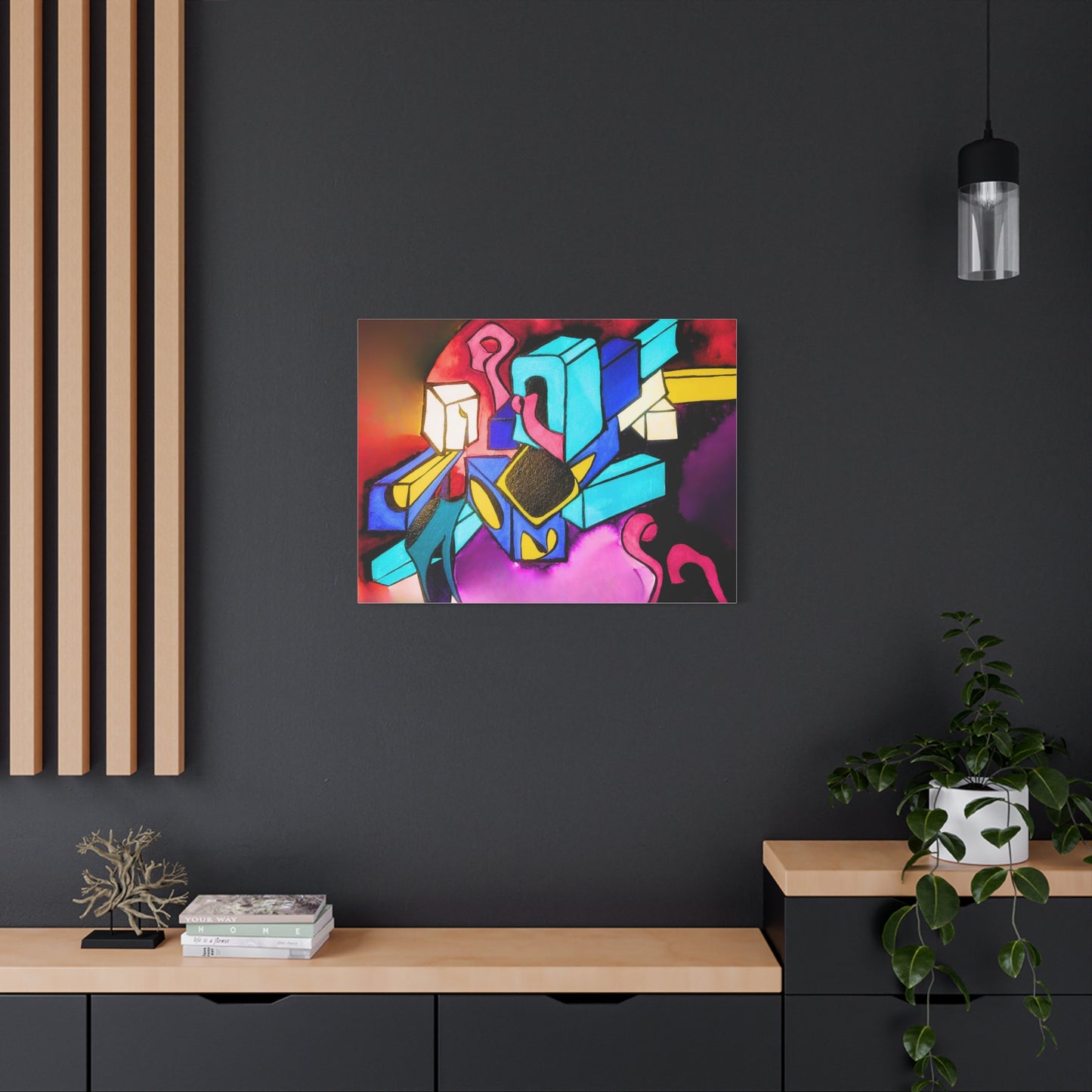 Abstract Neon Geometric Canvas Print