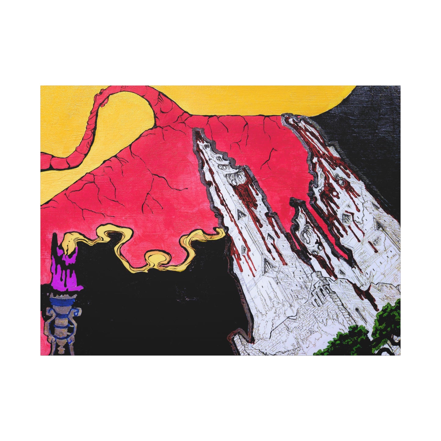 Surreal Mountain Flame Matte Canvas Wall Art