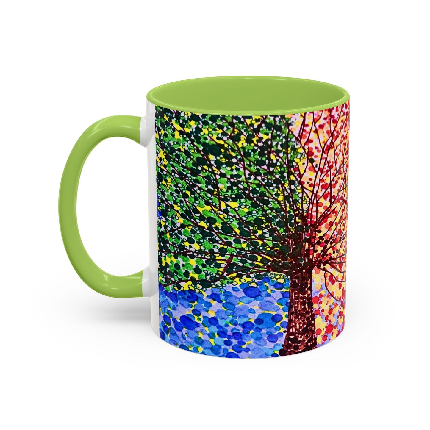 Accent Coffee Mug - Colorful Pointillist Tree Art Cup (11/15 oz)