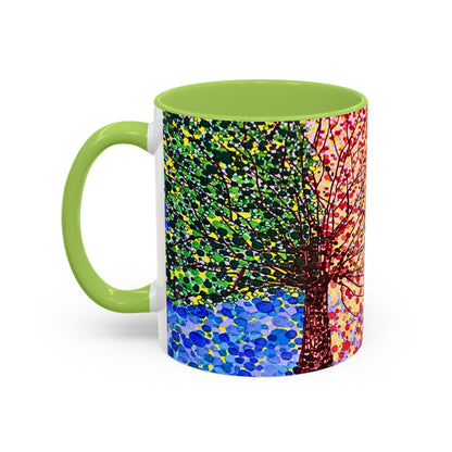 Accent Coffee Mug - Colorful Pointillist Tree Art Cup (11/15 oz)