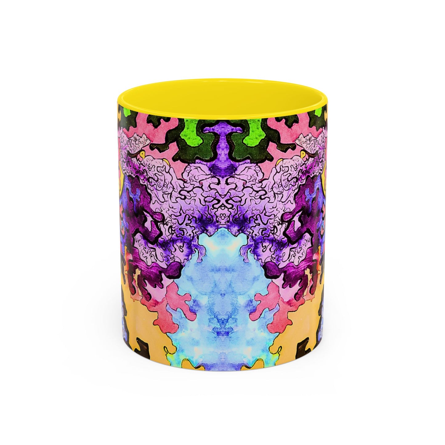 Psychedelic Abstract Accent Coffee Mug — Colorful Inkblot Art (11/15oz)
