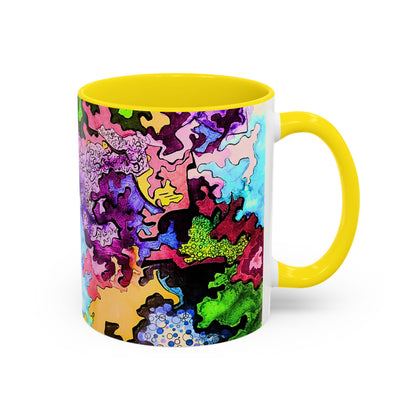 Psychedelic Abstract Accent Coffee Mug — Colorful Inkblot Art (11/15oz)