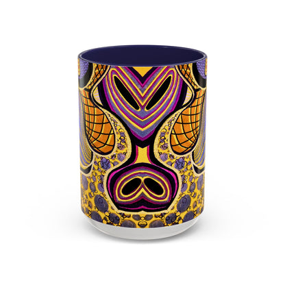 Psychedelic Seashells Accent Coffee Mug — Vibrant Purple & Gold Ocean Pattern (11/15oz)