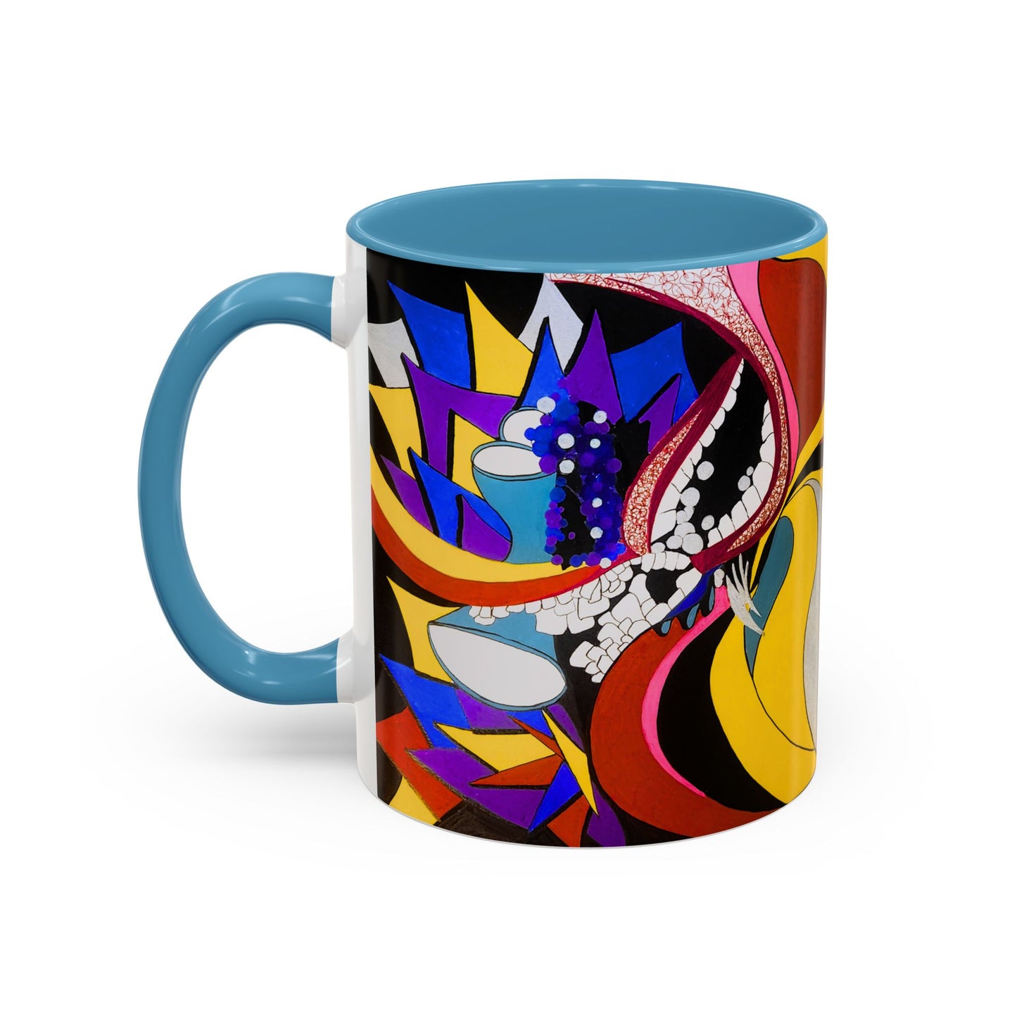 Abstract Colorful Face Accent Coffee Mug — Bold Pop Art Ceramic Gift