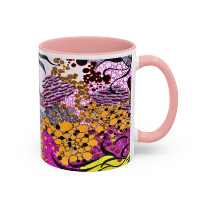 Accent Coffee Mug — Vibrant Abstract Floral Pattern (11/15oz)