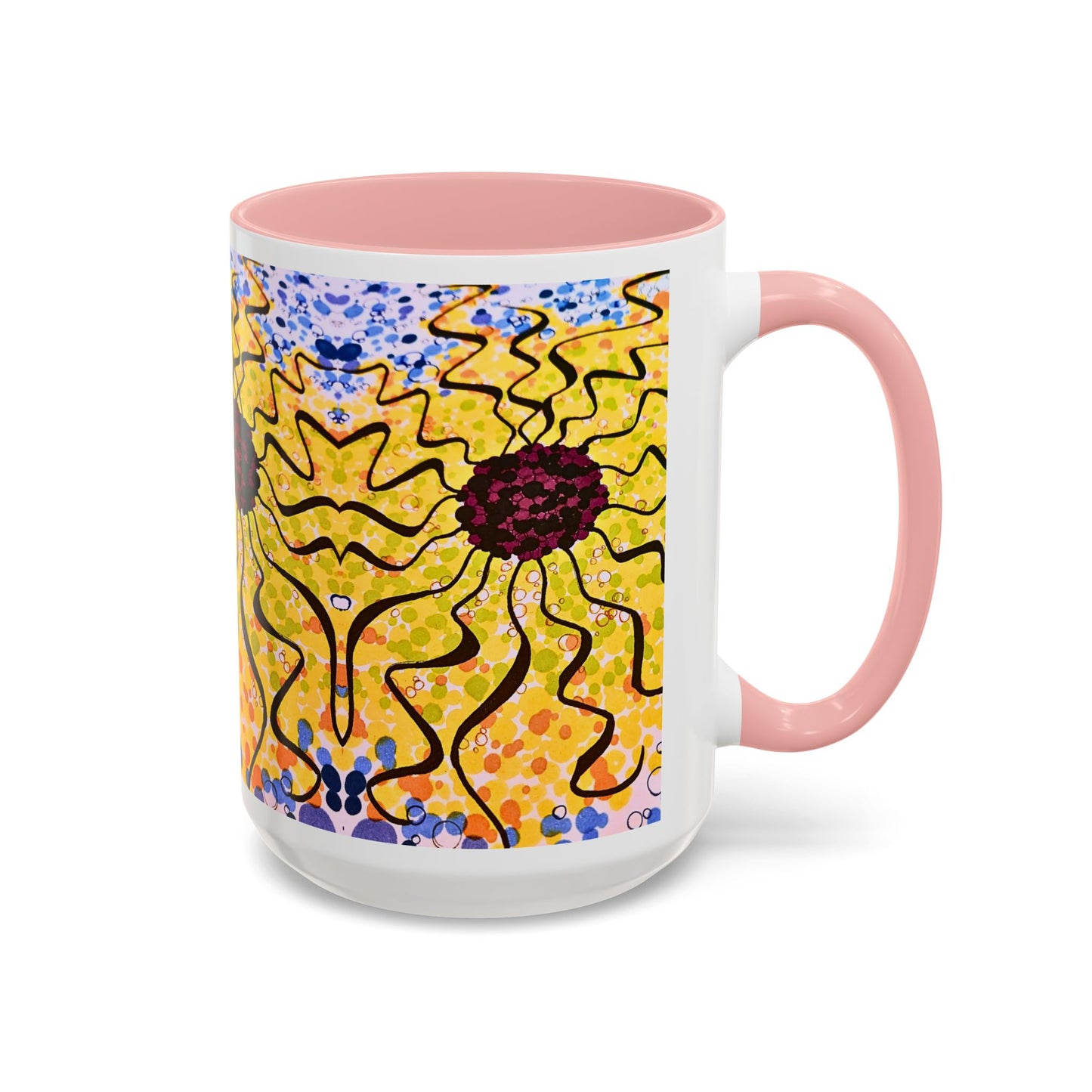 Sunburst Floral Accent Coffee Mug