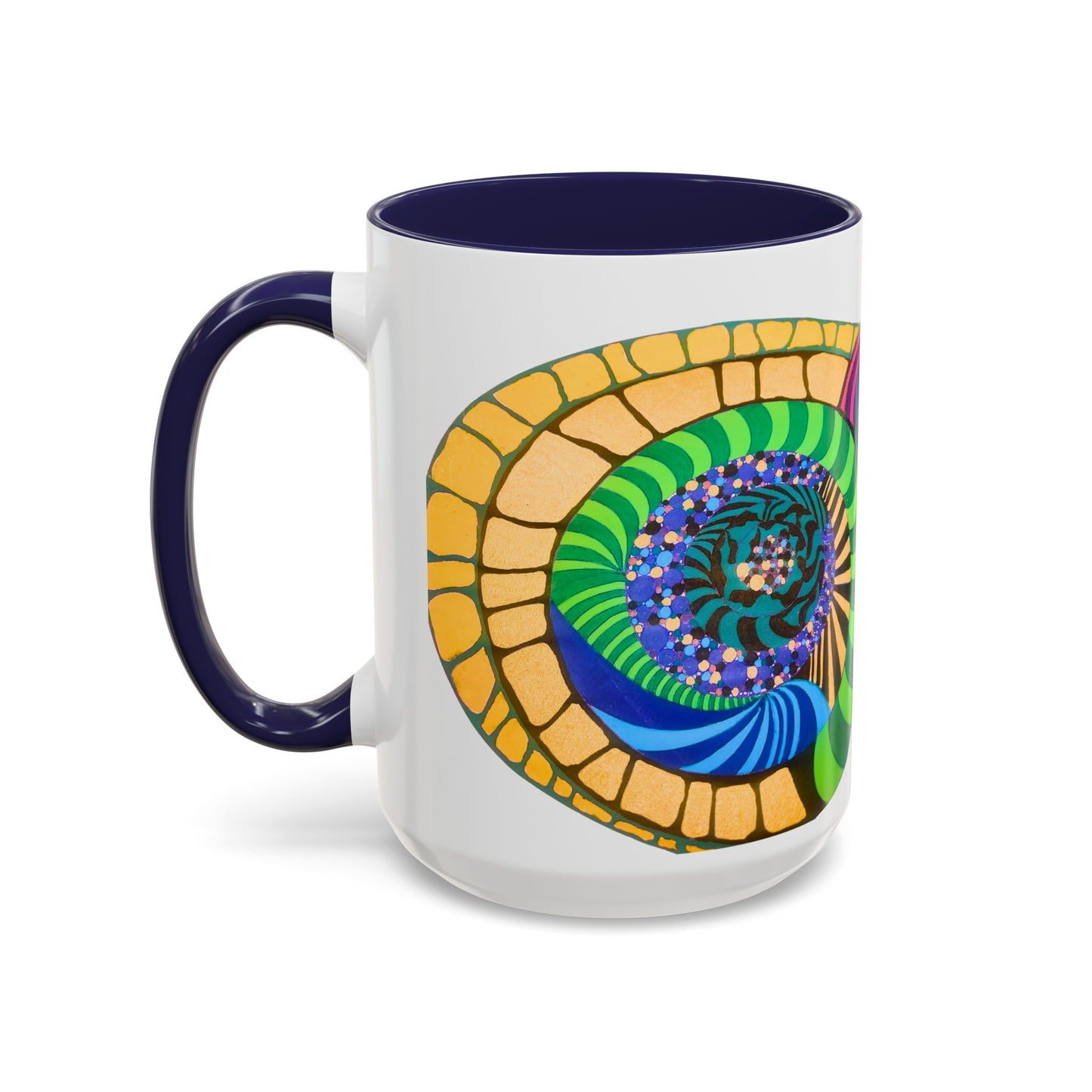 Psychedelic Spiral Accent Coffee Mug – Colorful Abstract Art 11/15oz