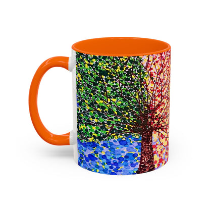 Accent Coffee Mug - Colorful Pointillist Tree Art Cup (11/15 oz)