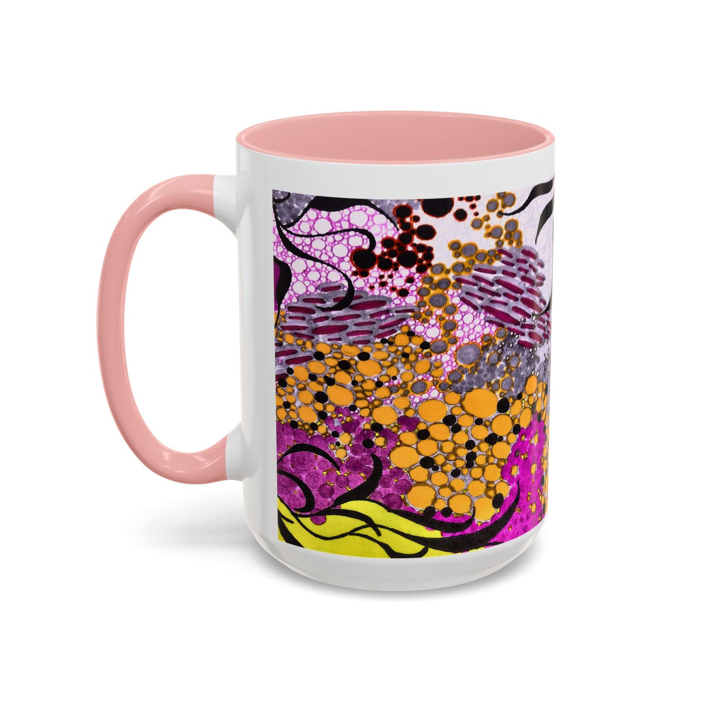 Accent Coffee Mug — Vibrant Abstract Floral Pattern (11/15oz)